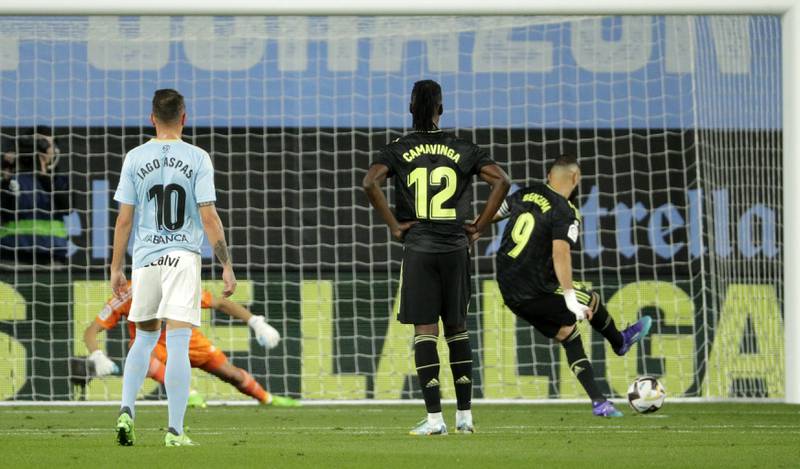 Karim Benzema scores his penalty. AP