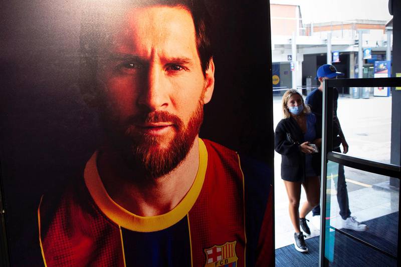 A picture of Messi on display at the Spanish La Liga soccer club's museum. EPA