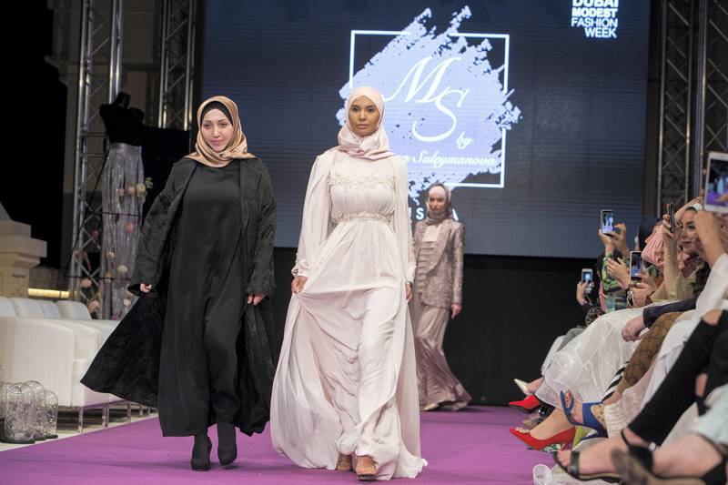 DUBAI, UNITED ARAB EMIRATES -Maryan Suleymanova designer at the second day of Dubai Modest Fashion Show at Emerald Palace Kempinski, Dubai.  Leslie Pableo for The National for Hafsa Lodi's story