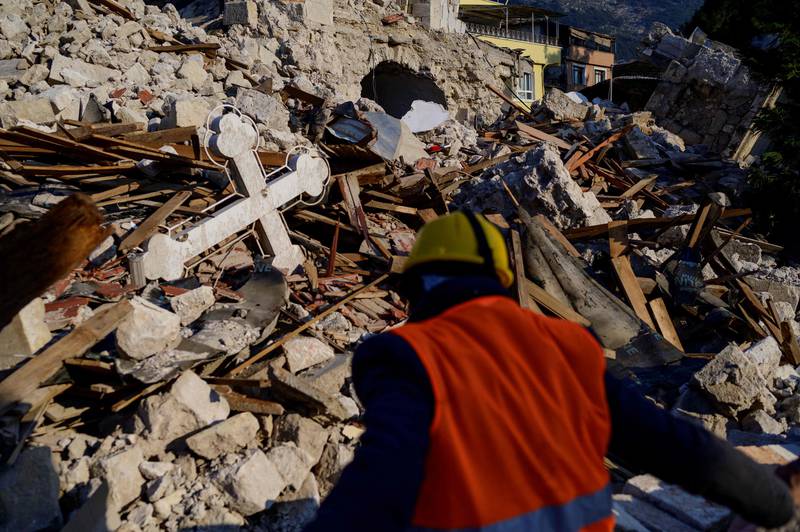 The destroyed Antioch Orthodox Church in Antakya. AFP