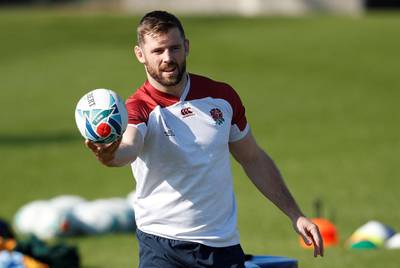 England's Elliot Daly during training. Reuters