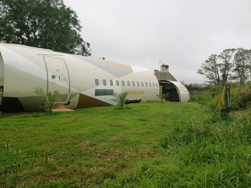 The former Etihad aircraft is now known as the Arabian Nights Airbus at a campsite in North Wales. Courtesy Apple Camping