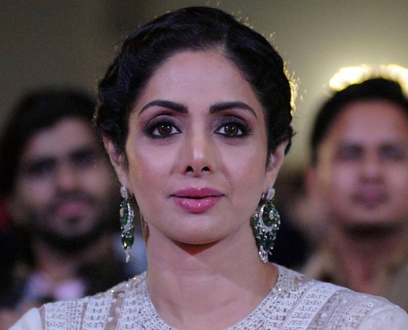CORRECTION - (FILES) This file photo taken on January 13, 2018 shows Indian Bollywood actress Sridevi Kapoor during the 'Umang Mumbai Police Show 2018' in Mumbai.
Veteran Bollywood actress Sridevi Kapoor, considered by many to be the first female superstar of Hindi cinema, has died after suffering a heart attack in Dubai, her family told PTI on February 25, 2018. / AFP PHOTO / Sujit Jaiswal / “The erroneous mention[s] appearing in the metadata of this photol has been modified in AFP systems in the following manner: [Sridevi in slug/title] instead of [Svidevi]. Please immediately remove the erroneous mention[s] from all your online services and delete it (them) from your servers. If you have been authorized by AFP to distribute it (them) to third parties, please ensure that the same actions are carried out by them. Failure to promptly comply with these instructions will entail liability on your part for any continued or post notification usage. Therefore we thank you very much for all your attention and prompt action. We are sorry for the inconvenience this notification may cause and remain at your disposal for any further information you may require.”