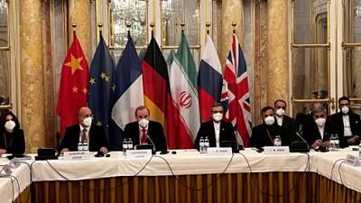 European and Iranian representatives attend the start of nuclear talks in Vienna on December 3, 2021. The talks resumed after a break on December 9. EU Delegation in Vienna via Reuters