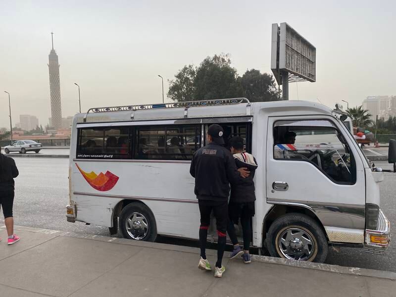 A minibus picks up many of the children at 4.40am to go to training and drops them back at home afterwards. Nada El Sawy / The National