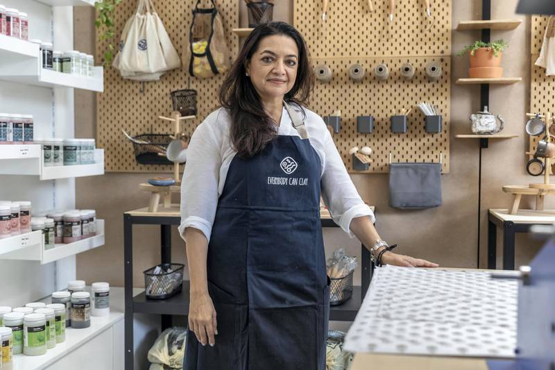 The growing trend of pottery in Dubai, with more studios opening up around the city, we look at what draws people into the craft. Feature on The Mud House located in Al Quoz industrial are in Dubai on June 8th, 2021. Founder and owner Preeti Pawani.Antonie Robertson / The National.Reporter: Alexandra Chaves for National