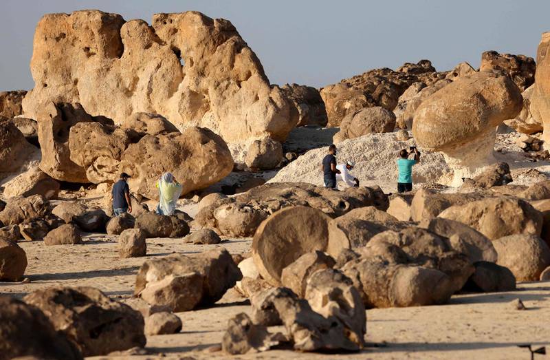 Omanis visit the Rock Garden, also known as Duqm Stone Park. AFP