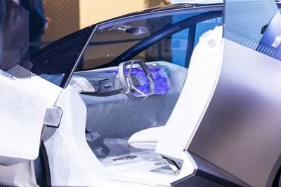 BMW says the approach outlined in the i Vision Circular concept car will help them increase the amount of reuseable material in its products. Getty Images