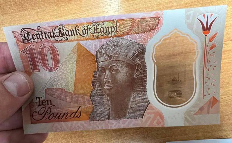 The new notes, designed by UK company De La Rue, are tear-proof, waterproof and crumple-proof. Photo: Central Bank of Egypt
