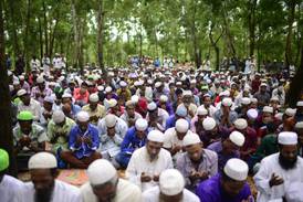 Rohingya refugees offer Eid prayer at Kutupalong refugee camp in Ukhiya near the Bangladesh-Myanmar border. AFP