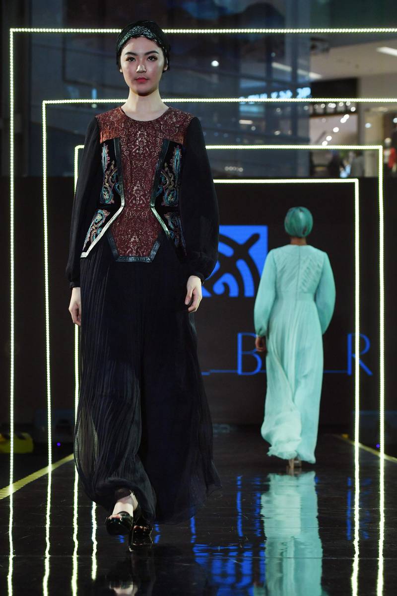 Designer Dilbar of Kyrgystan presented an intricately cut and embroidered collection. AFP