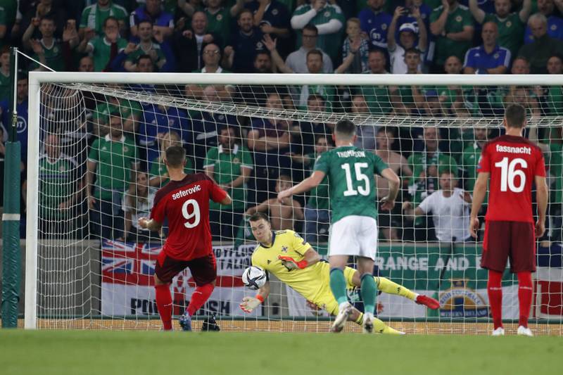 September 8, 2021. Northern Ireland 0 Switzerland 0: Haris Seferovic saw a weak first-half penalty saved for the visitors in Belfast as Switzerland had to settle for a second goalless draw in successive games. They were now second in the table, six points behind leaders Italy but with two games in hand. AP