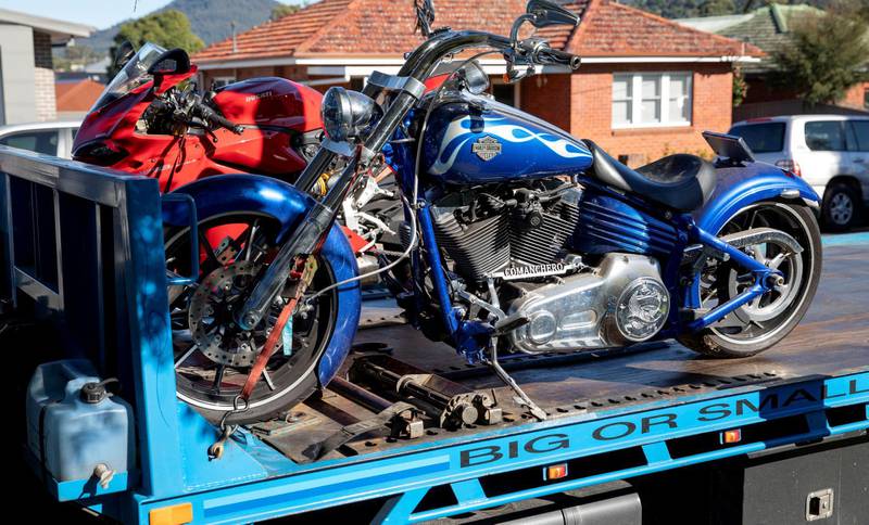 Motorcycles seized by Australian Federal Police are pictured after its Operation Ironside against organised crime in this undated handout photo released June 8, 2021.   Australian Federal Police/Handout via REUTERS   ATTENTION EDITORS - THIS IMAGE HAS BEEN SUPPLIED BY A THIRD PARTY. MANDATORY CREDIT. MUST CREDIT “AUSTRALIAN FEDERAL POLICE”. NO RESALES. NO ARCHIVES.