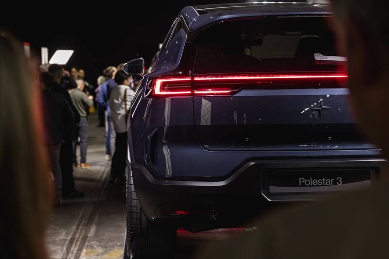 Crowds mill around the newly-unveiled Polestar 3.