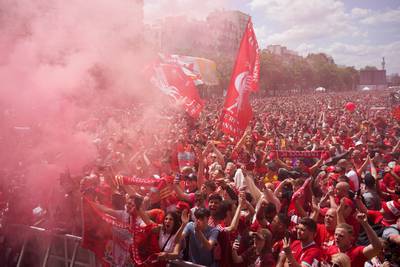 Liverpool supporters in a fan zone in Paris, ahead of the Champions League final at the Stade de France. PA