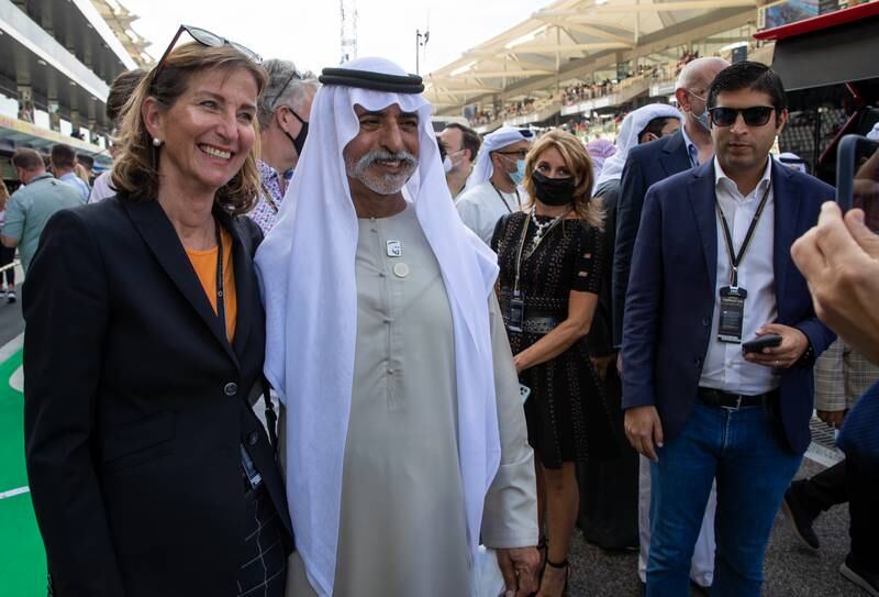 Sheikh Nahyan bin Mubarak, Minister of Tolerance and Coexistence, at the pit walk and driver's parade. Victor Besa / The National