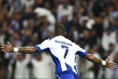 FC Porto's Ricardo Quaresma celebrates after one of his two goals against Bayern Munich in the Champions League quarter-final first leg on Wednesday. Francisco Leong / AFP / April 15, 2015  