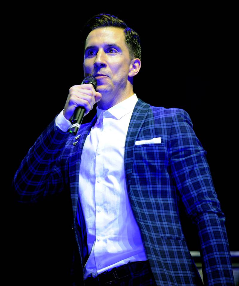 MANCHESTER, ENGLAND - SEPTEMBER 09:  Host Russell Kane during the 'We Are Manchester' benefit concert at Manchester Arena on September 9, 2017 in Manchester, England. Manchester Arena officially reopens following the terror attack on May 22nd. The concert will support the Manchester Memorial Fund.  (Photo by Shirlaine Forrest/Getty Images)