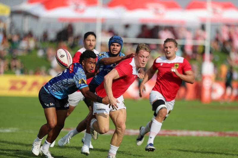 Germany Development team take on Western Sydney Two Blues in an International Invitational match at the Dubai Rugby Sevens. All images Chris Whiteoak / The National