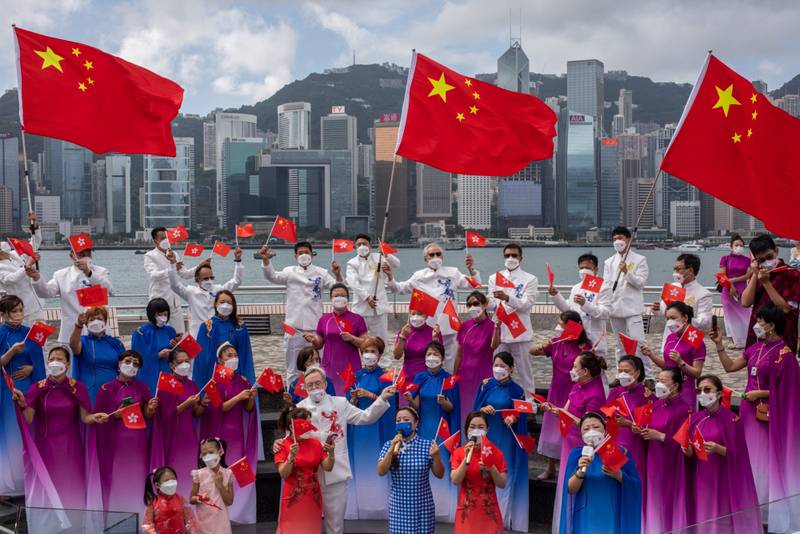 Celebrations for National Day at Tsim Sha Tsui, overlooking Victoria Harbour in Hong Kong. Bloomberg