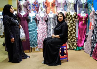 Abu Dhabi, United Arab Emirates, January 5, 2020.  Photo essay of Global Village.--   Hadeir Ibrahim, 25, Egypt.  Has been working at the Global Village Sultana Garments shop which her mother owns for 10 years now.  She has now taken over the shop.Victor Besa / The NationalSection:  WKReporter:  Katy Gillett