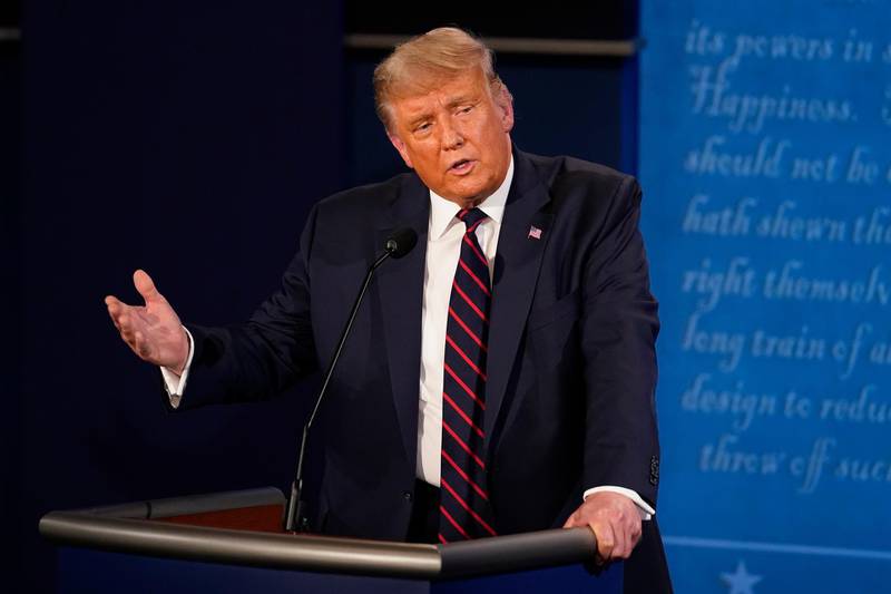 US President Donald Trump speaks during the first Presidential Debate at the Case Western Reserve University and Cleveland Clinic in Cleveland, Ohio, 29 September 2020. EPA, pool