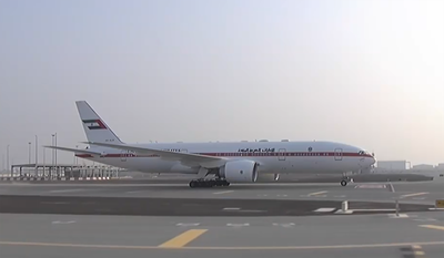 Dr Al Neyadi's plane lands in Abu Dhabi. Photo: Abu Dhabi Media