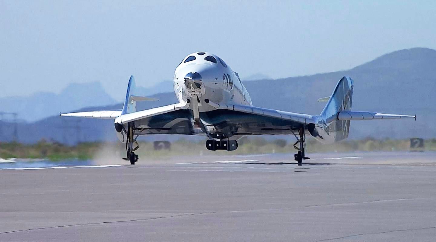 Virgin Galactic's spacecraft lands on a runway like a normal plane. EPA