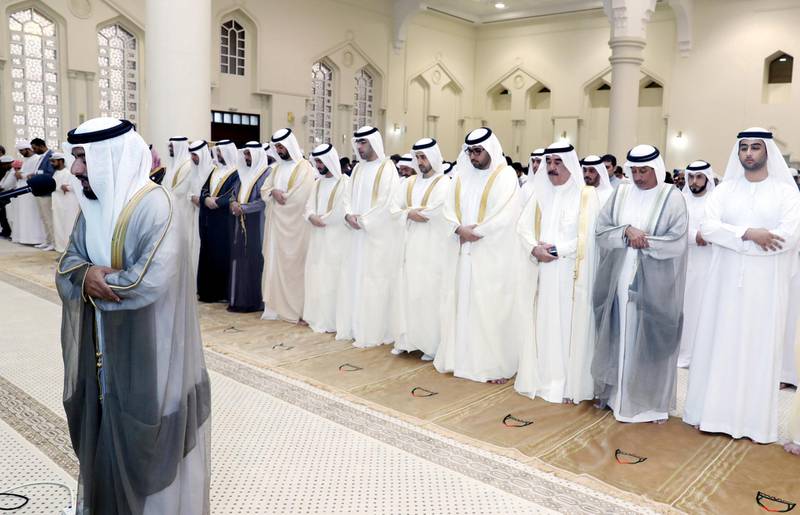 <p>Sheikh Saud bin Rashid Al Mualla, Ruler of Umm Al Quwain today offered Eid Al Adha prayers at Sheikh Zayed Mosque in the emirate. WAM</p>

