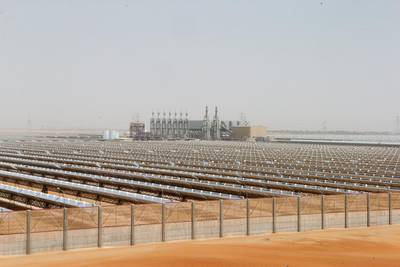 Above, the Shams 1 concentrated solar power in the Western Region of Abu Dhabi. The emirate is currently seeking consultations for solar rooftop regulations. Christopher Pike / The National