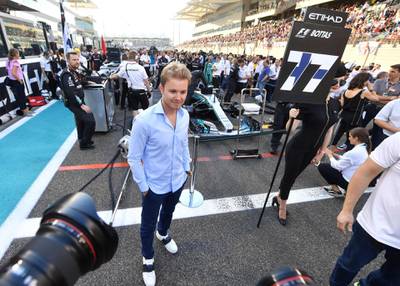 Nico Rosberg, the 2016 Formula One world champion on the grid before the start of the Abu Dhabi Grand Prix. Andrej Isakovic / AFP