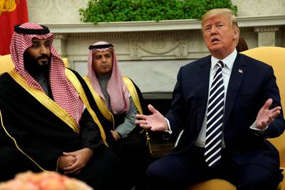 Prince Mohammed, speaking in English, described the kingdom as “the oldest ally of America in the Middle East” with political, economic, security co-operation as deep foundations for the relationship. Jonathan Ernst / Reuters