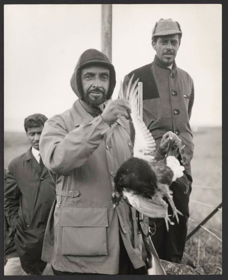 Sheikh Zayed on a hunting trip in Scotland, August 20, 1968. Photo: Akkasah, al Mawrid