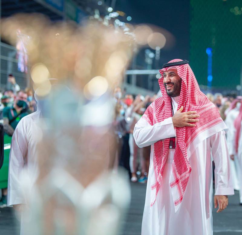 Crown Prince Mohammed bin Salman at the Saudi Arabian Grand Prix. Photo: SPA