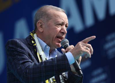 Turkish President and People's Alliance's candidate Recep Tayyip Erdogan at a campaign rally in Ankara. AFP