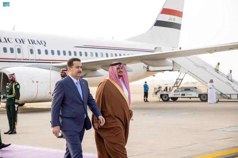 Mohammed Shia' Al Sudani,Prime Minister of Iraq, arrives in Riyadh. SPA