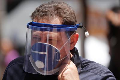 A man wears a face shield and a face mask to in Cairo, Egypt. Reuters