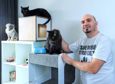 Fawaz Kanaan is on a mission to rescue Dubai's stray cat population. Victor Besa / The National