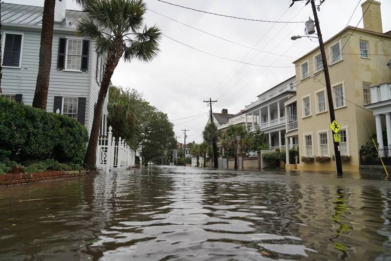 A street in Charleston flooded by Hurricane Ian. Joshua Longmore / The National