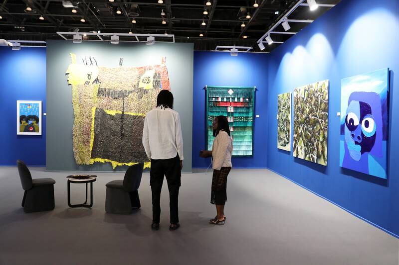 Artworks on display at Art Dubai 2023 held at Madinat Jumeirah in Dubai. Photo: Pawan Singh / The National