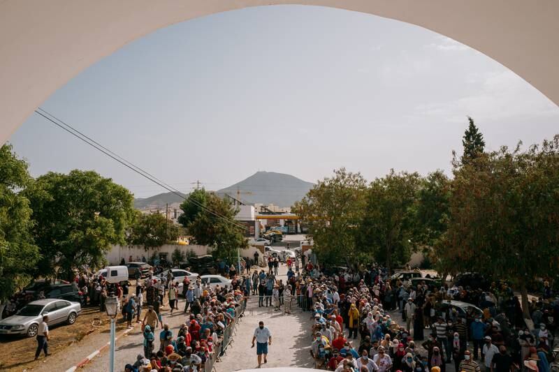 By 8am, hundreds of people were queuing for a vaccine in Mornag, Tunisia. Many had arrived at dawn.