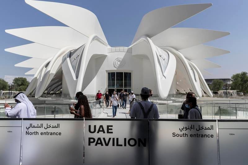 The front of the UAE pavilion at Expo 2020. (Photo: Antonie Robertson / The National)