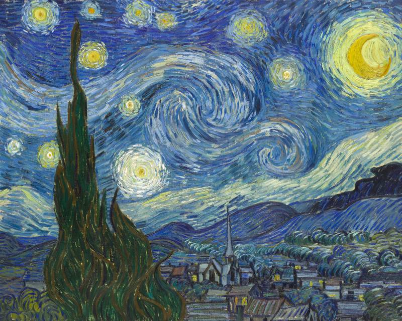 La noche estrellada de Vincent Van Gogh.  imágenes falsas