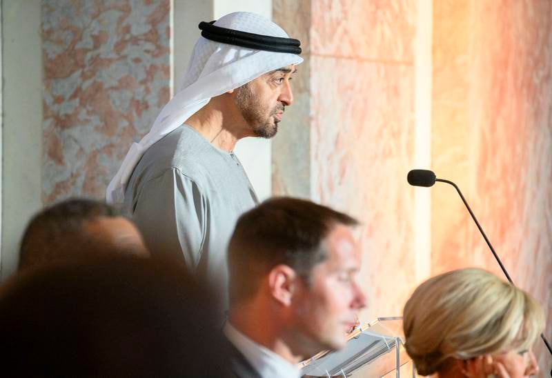 Sheikh Mohamed and Mr Macron witnessed the launch of the UAE-France Business Council.