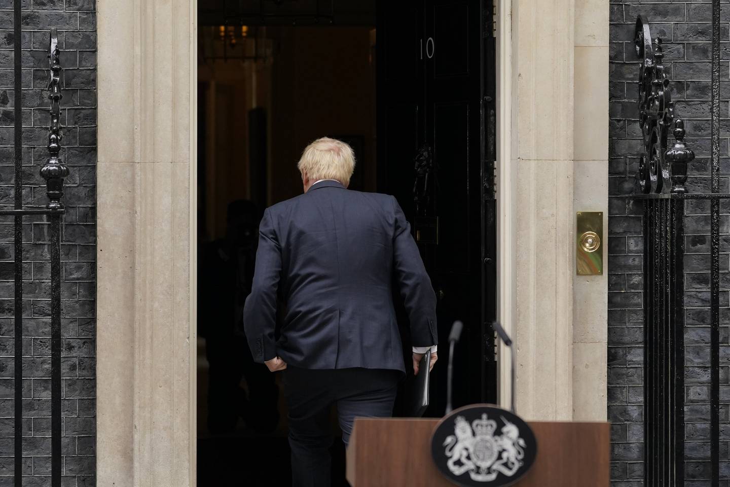 Prime Minister Boris Johnson moments after offering his resignation as Conservative Party leader. A cut-throat race is now on to replace him. AP
