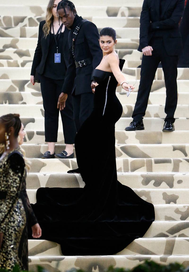 Kylie Jenner, in black Alexander Wang, attends the 2018 Met Gala at the Metropolitan Museum of Art on May 7, 2018 in New York City.  AFP