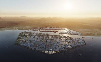 Oxagon, part of the Neom mega project, is a futuristic new industrial city in the sea. Photo: Neom