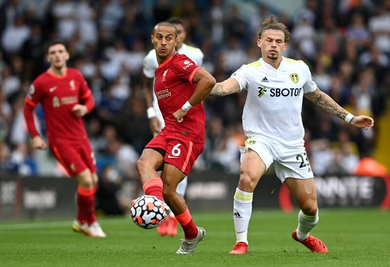 Centre midfield: Thiago Alcantara (Liverpool) – His supply line was a reason why Liverpool amassed 30 shots at Elland Road. Got a belated assist when Sadio Mane scored in added time. Getty Images