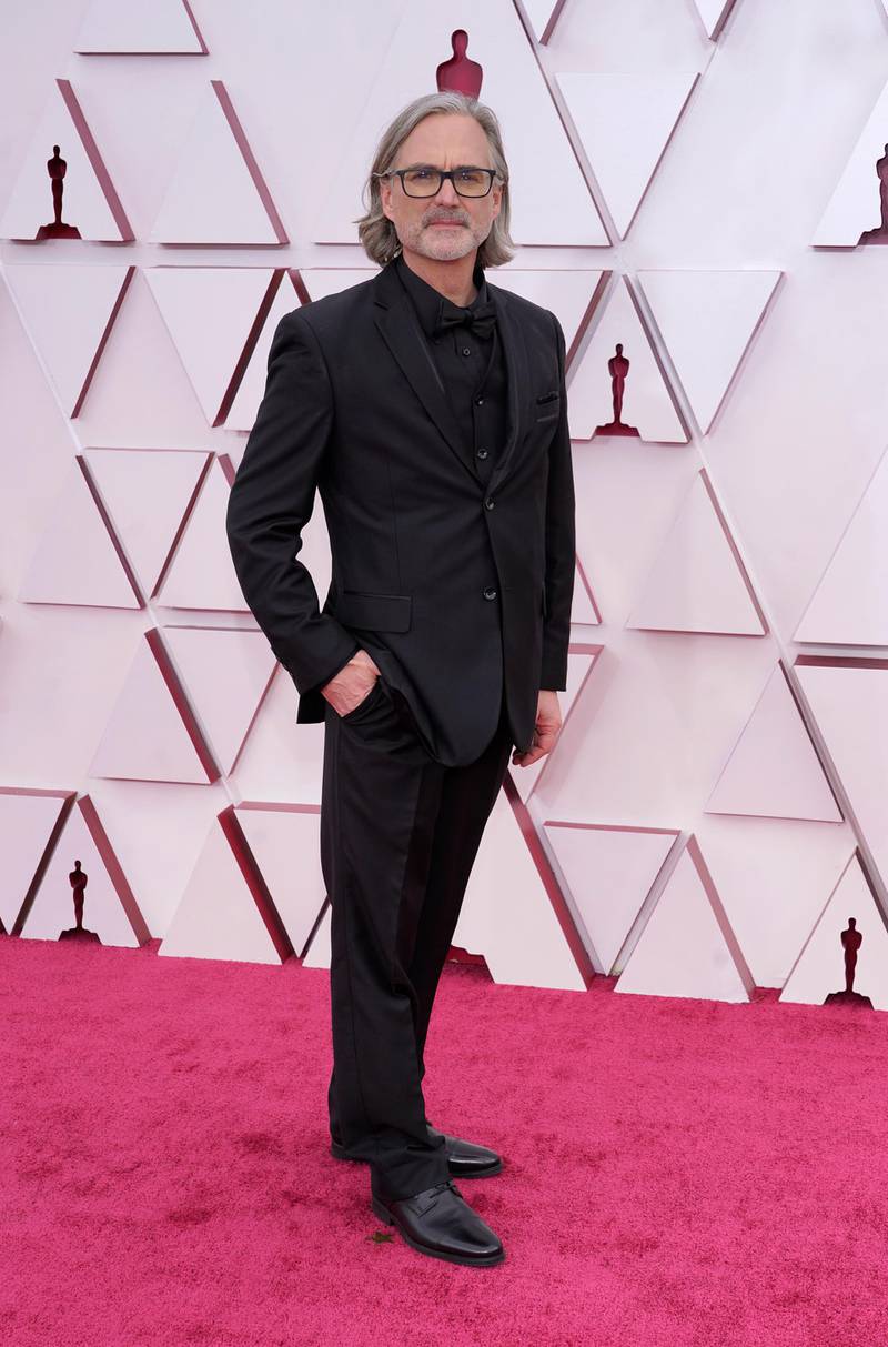 Michael Scheuerman arrives at the 93rd Academy Awards at Union Station in Los Angeles, California, on April 25, 2021. AP