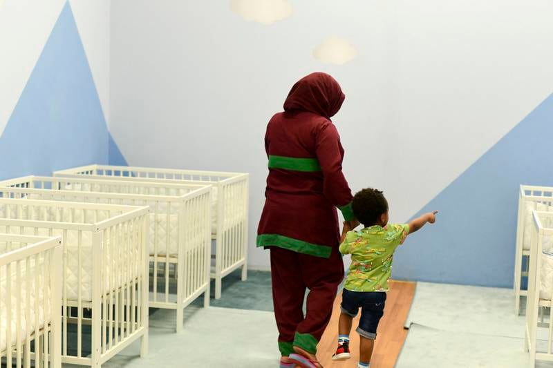 An inmate with her child at the nursery. Children aged over 2 live there.